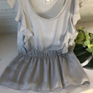 Banana Republic 100% Silk Grey Peplum Blouse